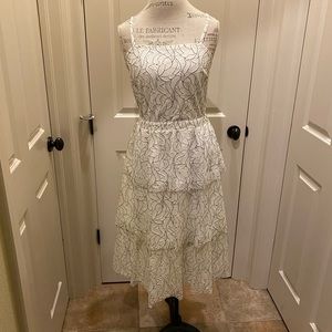 White and black ruffle dress